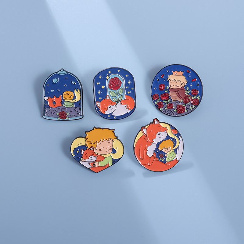 เข็มกลัดเจ้าชายน้อย Rose Fox Pins Badges อะนิเมะนวนิยายโลหะ Pin การ์ตูนเครื่องประดับของขวัญสําหรับเพื่อน