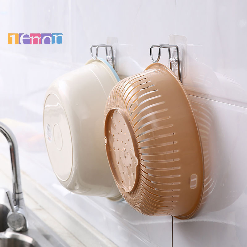 [Lemon] Punch-free Sticky ห้องน้ําห้องครัว Traceless อ่างล้างหน้าตะขอประหยัดพื้นที่ Organizer Wall Mount Hook กาวชั้นเก็บใหม่