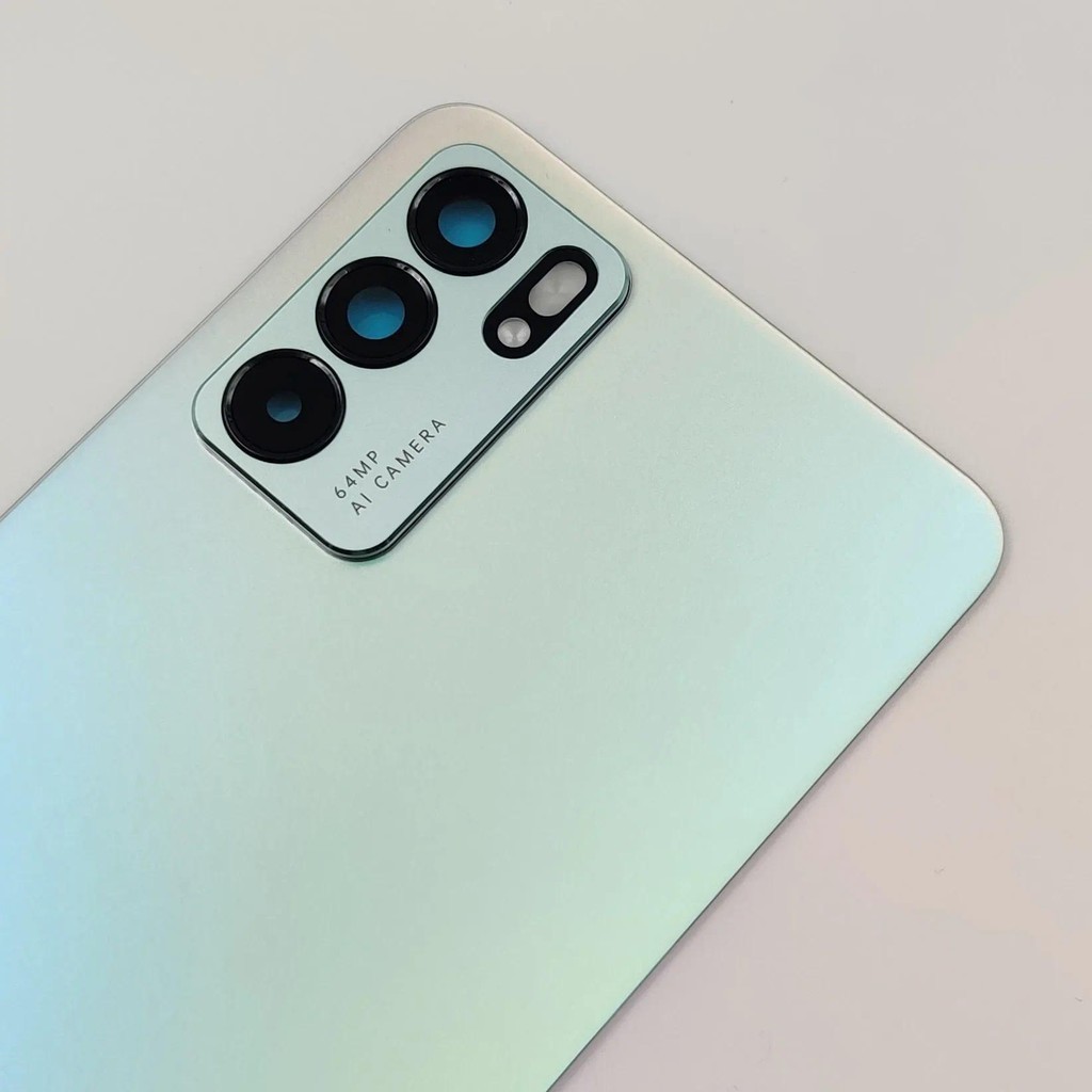 สำหรับ OPPO Reno 6 5G ฝาครอบแบตเตอรี่แข็งฝาหลังด้านหลังแผงที่อยู่อาศัยประตู + เลนส์กล้องกาวเปลี่ยนชิ้นส่วนซ่อม