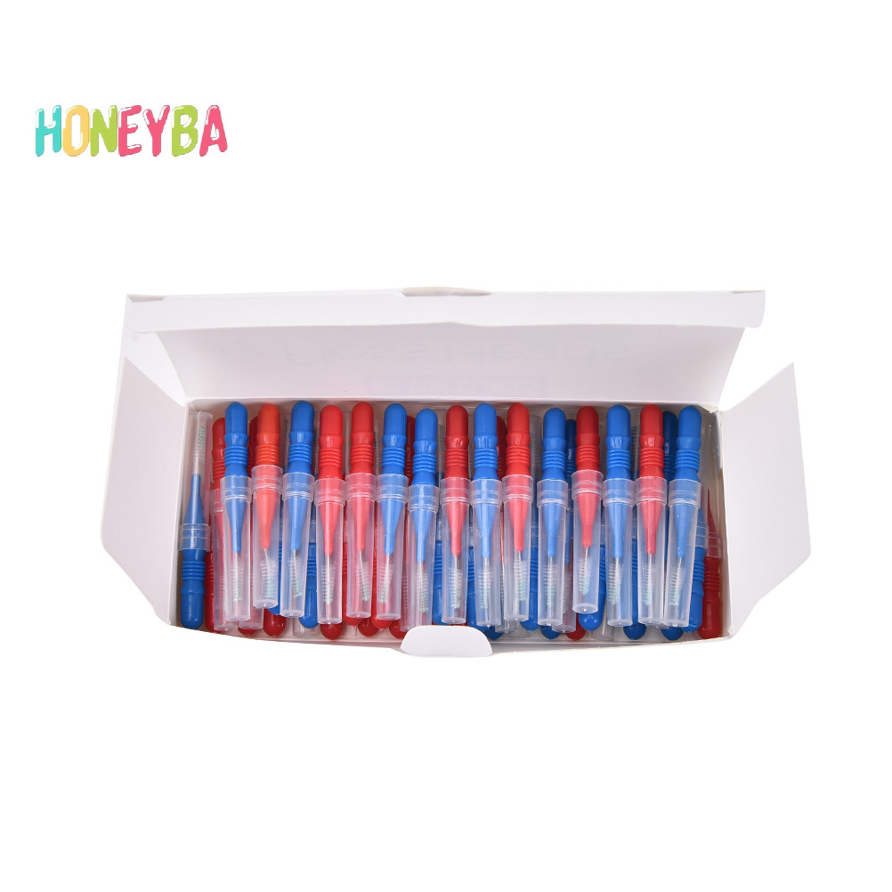 <Honeyba > 50x ทําความสะอาดฟันไหมขัดฟันหัวสุขอนามัยพลาสติกแปรงซอกฟันไม ้ จิ ้ มฟัน Nice