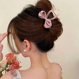 Simple Back of Head Hair Clip Shark Clip แฟชั ่ นโบว ์ คลิป Headdress หญิงหวานอารมณ ์