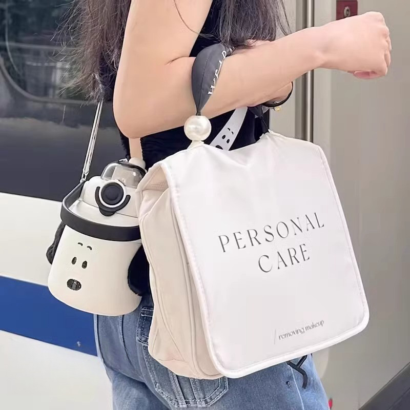 กระเป๋าใส่อุปกรณ์อาบน้ำ กระเป๋าเครื่องสําอาง มีตะขอแขวน กันน้ำ ทนทาน เหมาะเดินทาง