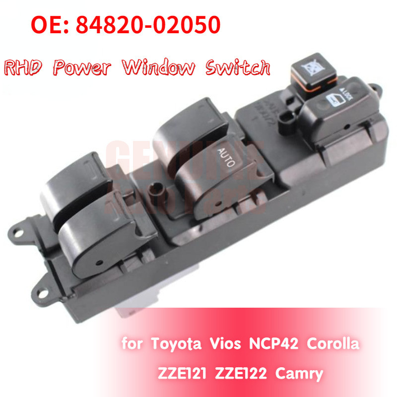 สวิตช์หลักหน้าต่างไฟฟ้าสําหรับ Toyota Vios NCP42 Corolla ZZE121 ZZE122 Camry 84820-02050 84820-0K061 RHD