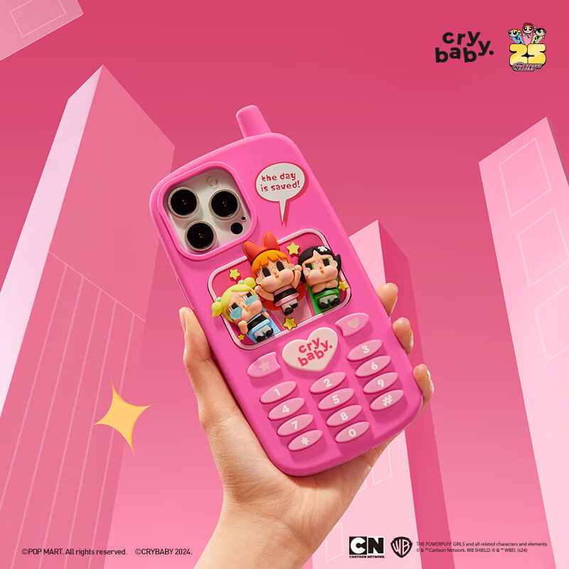 Pop Mart CRYBABY x Powerpuff Girls Series เคสโทรศัพท์สําหรับ iPhone 14/15 Pro / Pro Max Phone Case Phone Cover