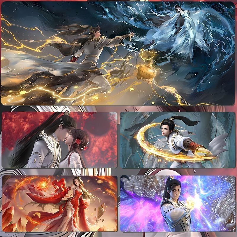Perfect World แผ่นรองเมาส์ขนาดใหญ่ Arshima Tiandi Yunxi Qingyi ประเทศการ์ตูนสํานักงานแป้นพิมพ์ Pad Seaming ตาราง Pad