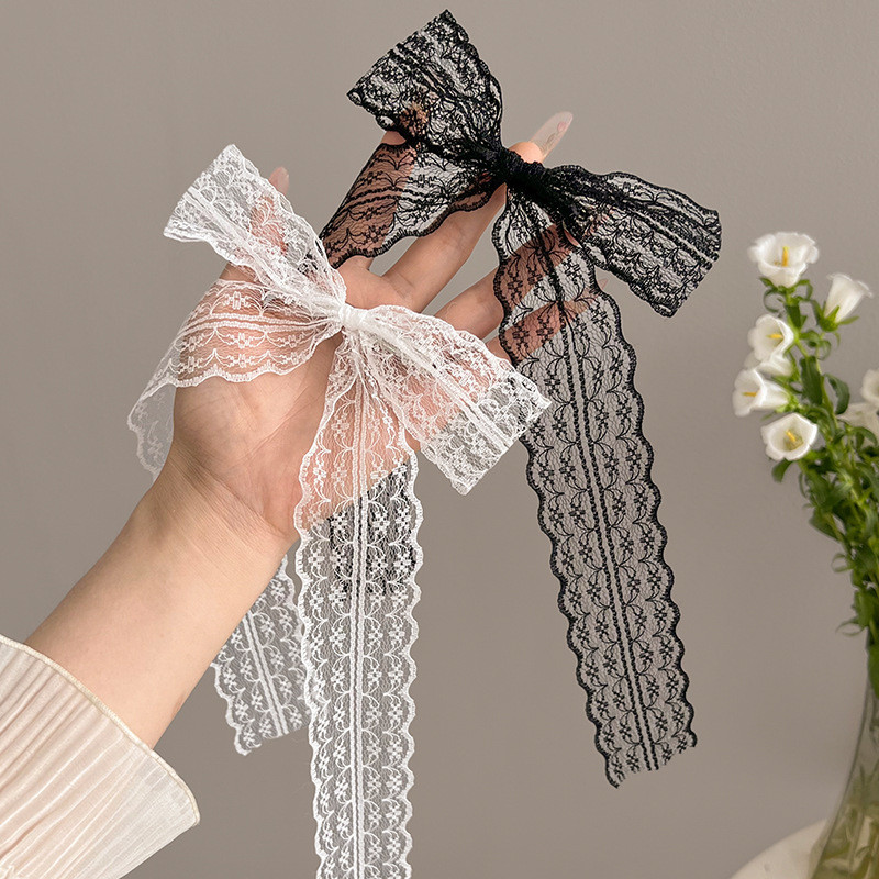 สไตล ์ เกาหลี Ins ลูกไม ้ โบว ์ ผมคลิปหวานเซ ็ กซี ่ Bangs คลิปแฟชั ่ นอุปกรณ ์ เสริมผมสําหรับผู ้ หญิง