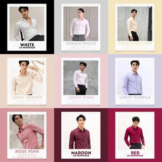 เสื้อเชิ้ตคอปก มีกระเป๋า 20 สี ขาว/ขาวครีม/ชมพูอ่อน/ชมพูโรส/แดง/เลือดหมู/กรม/ดำ