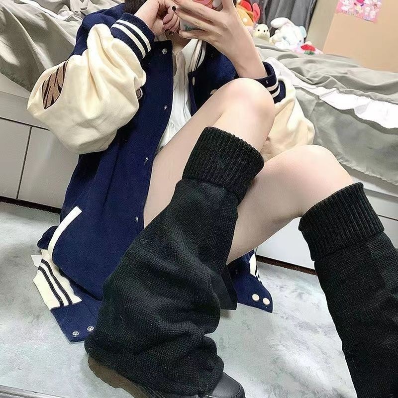 ถุงเท้าถุงเท้าถุงเท้ากองสไตล์ฤ jk Harajuku Millennium Slimmer  y2k นุ่มสาวถักญี่ปุ่นขาปกเอเชียวัฒนธรรม U0K2