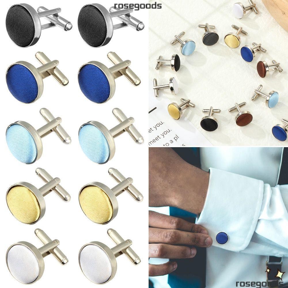 ROSE Mens Cufflinks Luxury Commercial Accessories Plain Wedding Solid Color Stylish Clothes Buttons