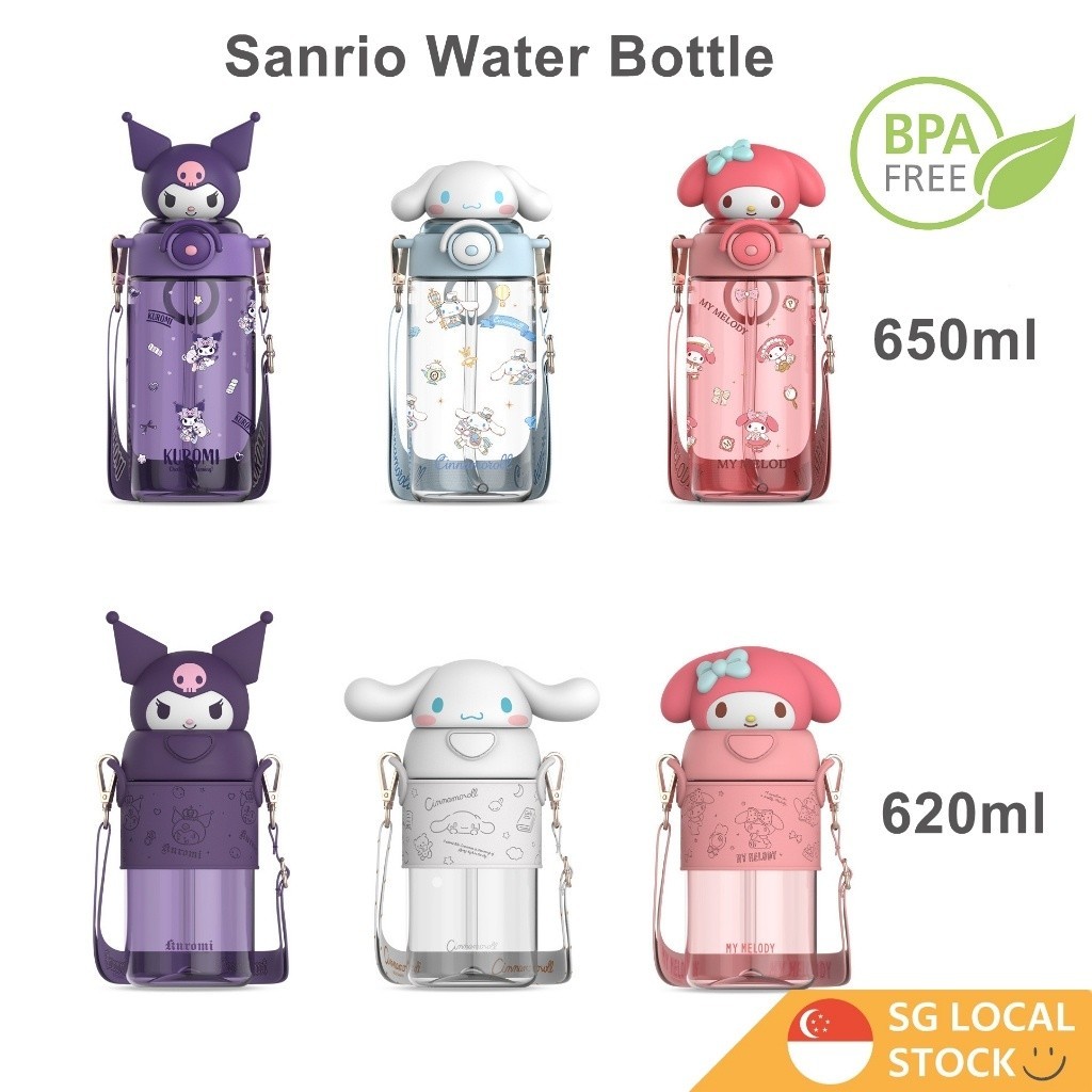 Sanrio Kids Water Bottle ขวดน้ํา Tritan 650ml ขวดน้ํา 100% BPA Free Kuromi My Melody Cinnamoroll