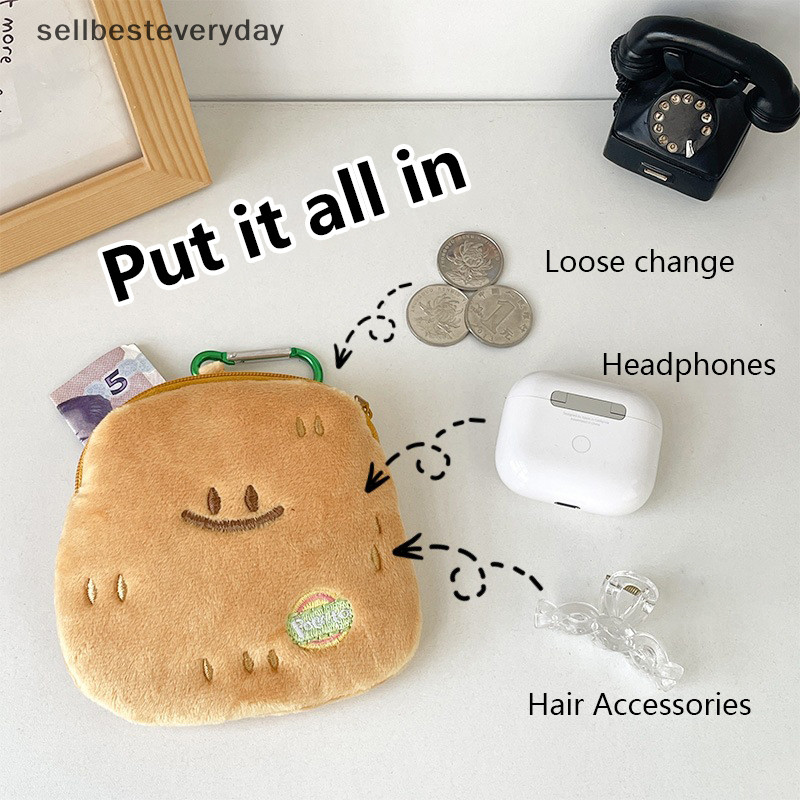 Seth น่ารักการ์ตูน Smile Potatoe กระเป๋าใส่เหรียญตุ๊กตาพวงกุญแจจี้แบบพกพากระเป๋าสตางค์หูฟังเหรียญ Lip Hairpin ซิปกระเป๋าเก็บ Vary