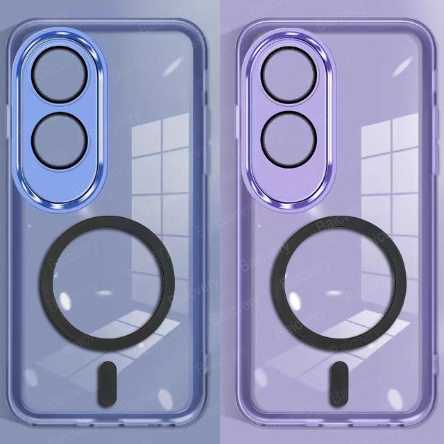 Oppo A60 4G CPH2631 เคสโทรศัพท์วงกลมแม่เหล็กชาร์จไร้สาย TPU ซิลิคอนสีสันสดใสฝาครอบใสกันกระแทกเคสป้องกัน