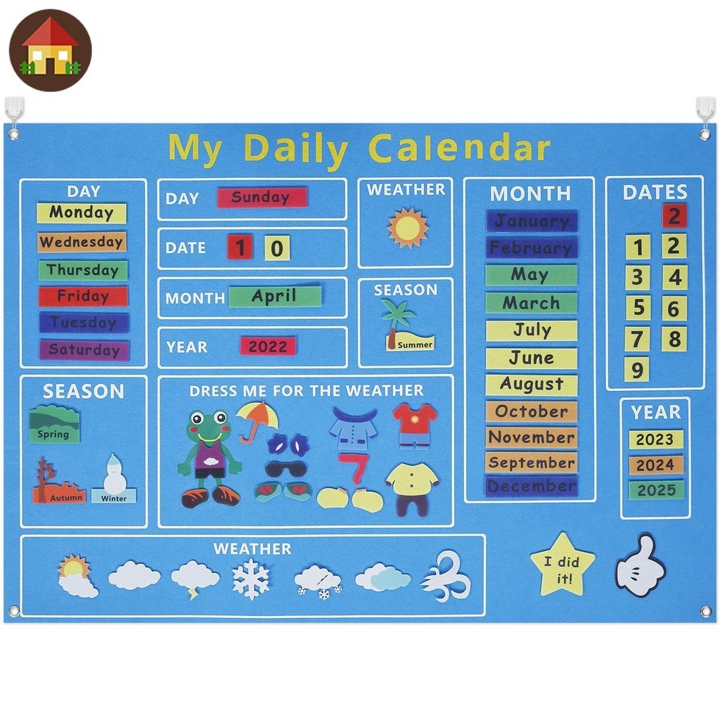 My First Daily Calendar Felt-Board สําหรับเด็กวัยหัดเดินวันนี้ปฏิทินก่อนวัยเรียนการเรียนรู้เล่น Felt