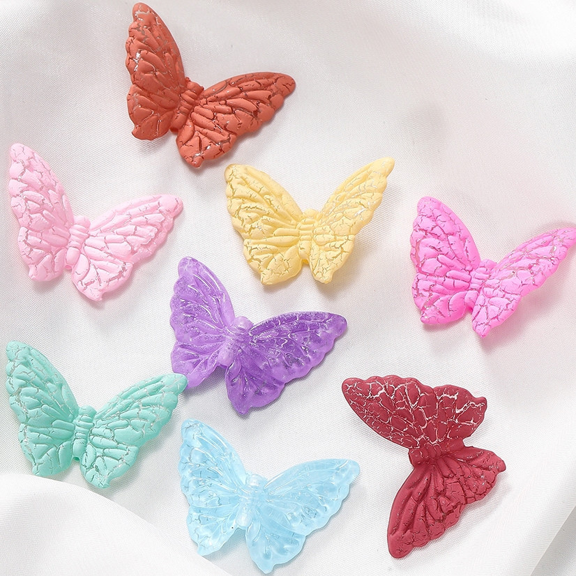 St. kunkka 5-10 ชิ้นอะคริลิคลูกปัดผีเสื้อ Crack สีสเปรย์ขนาดใหญ่ลูกปัดผีเสื้อสําหรับ DIY สร้อยข้อมือสร้อยคอทํา