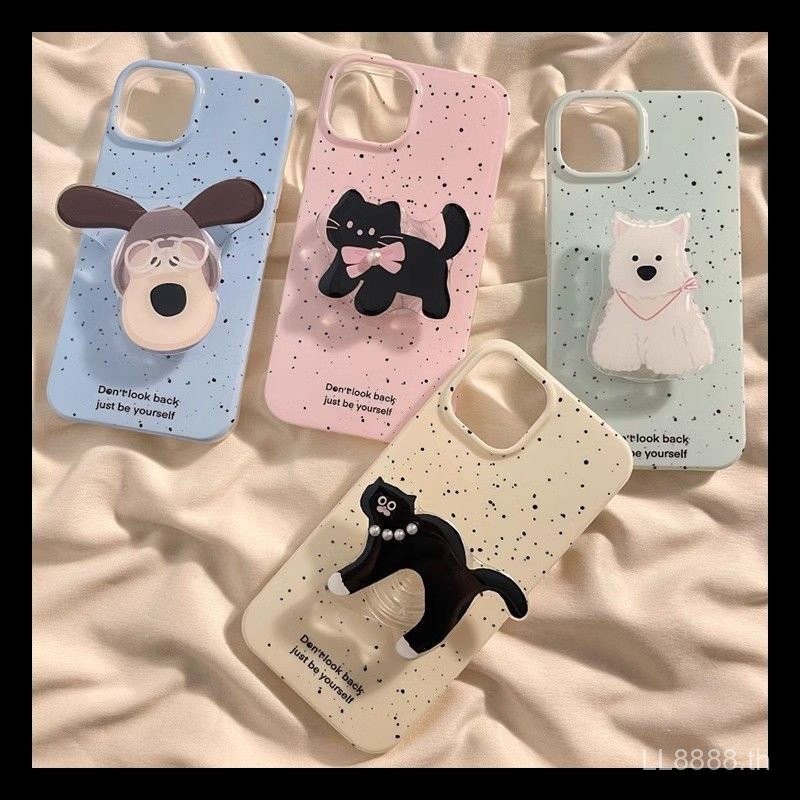 เคสโทรศัพท์ เหมาะสําหรับ iPhone Simple Splash Ink 15/14ProMax/13 Cat Puppy Holder 12/11pro หญิง xsma