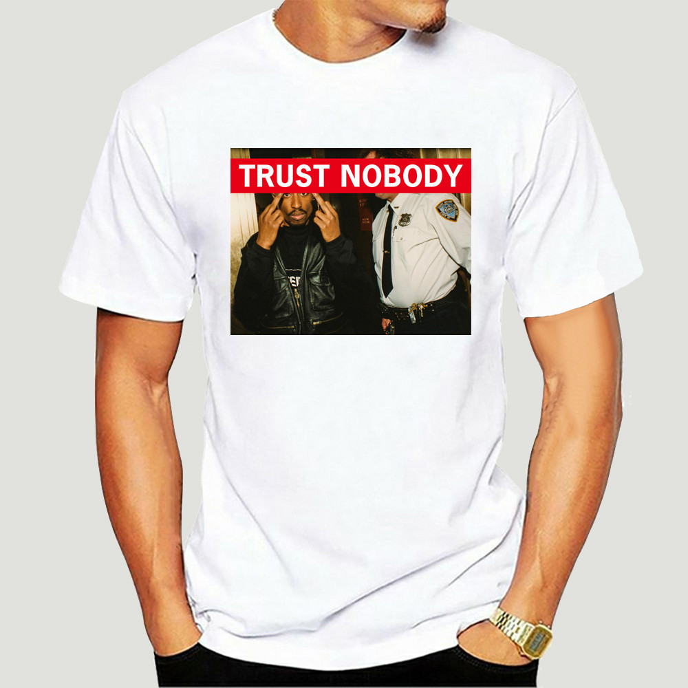 Rapper Tupac Shakur Tee 2Pac Trust Nobody Mens T เสื้อ Vintage เสื้อยี่ห้อเสื้อยืด hip-hop cool men 