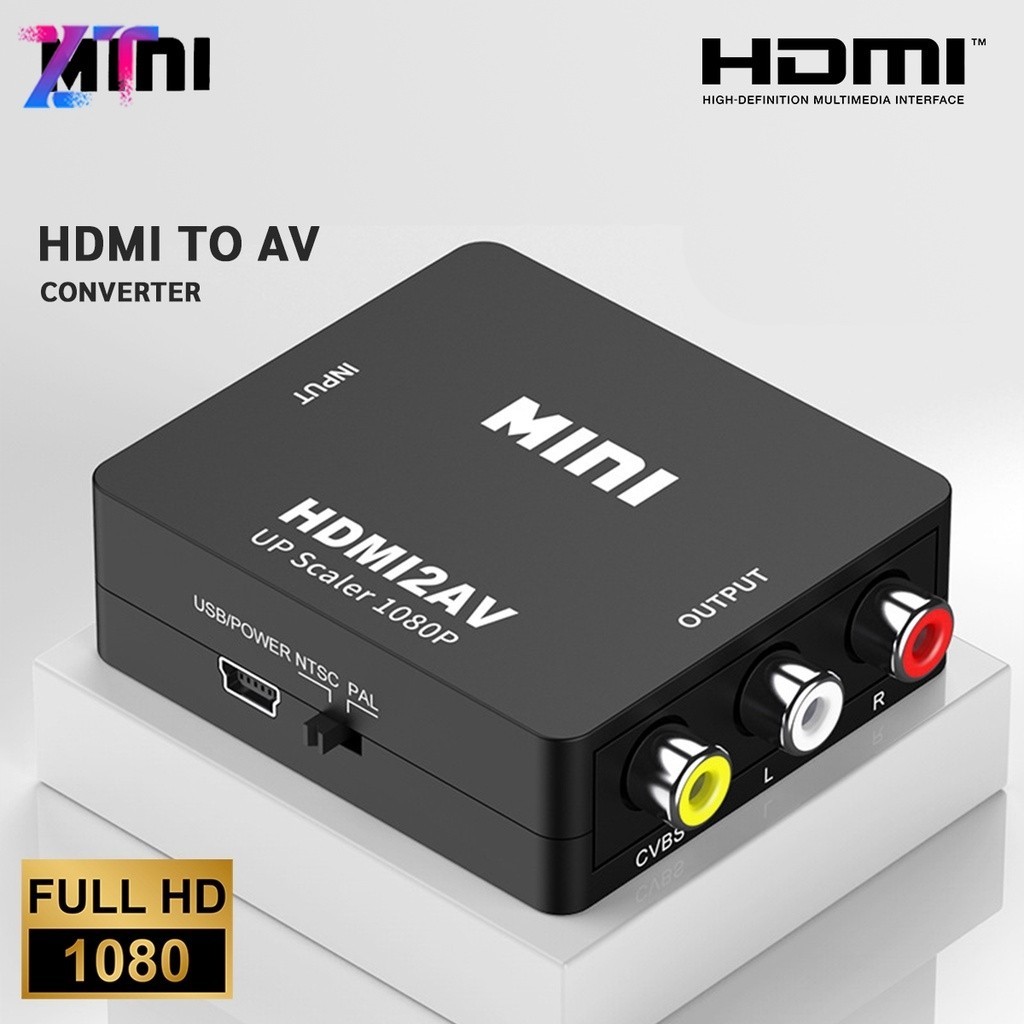 ตัวแปลง HDMI to AV Converter HD / HDMI to RCA มี 2 สี มาพร้อมสายจ่ายไฟ USB แปลงสัญญาณภาพและเสียงทีวี #A-052