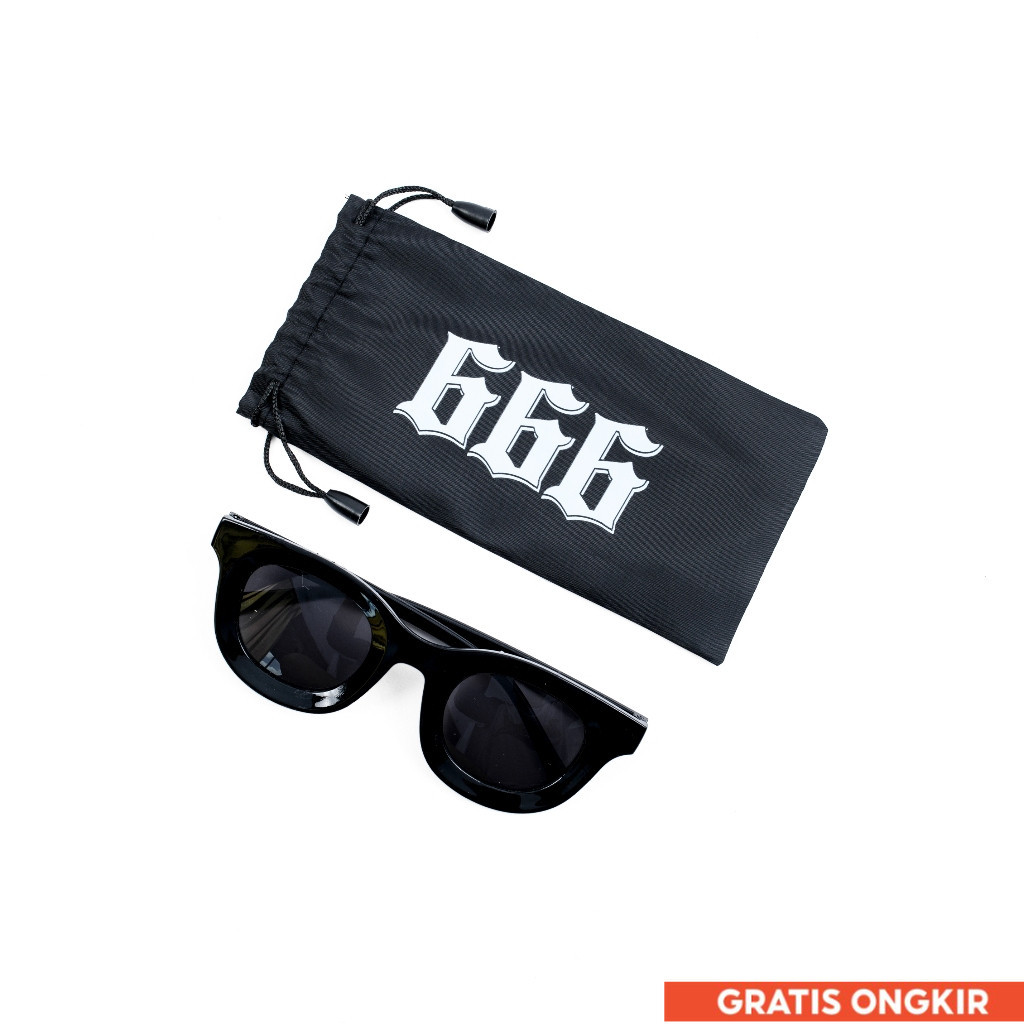ตัวหนา กรอบ สไตล์วินเทจซาตาน 666ซาตานแว่นตาสําหรับผู้ชายและผู้หญิงสีดําเต็มรูปแบบแว่นตากันแดดผู้ชาย/