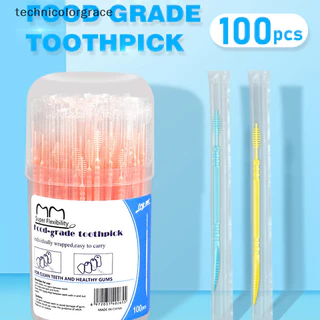 Technicolorgrace Double-Ended ปลากระดูกรูปไหมขัดฟันทิ้งไม้จิ้มฟันพลาสติกไหมขัดฟัน Interdental แปรงทําความสะอาดช่องปากเครื่องมือดูแล TCE