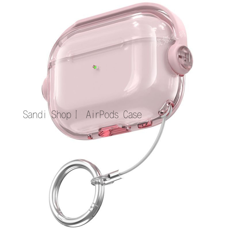 Simple โปร่งใส PC ล็อควงเล็บ AirPods สําหรับ AirPods 4 1/2/3/Pro Pro2 กรณี AirPods 3 PC Hard Apple ชุดหูฟังบลูทูธไร้สาย Anti drop AirPods 4 กรณี AirPods Pro2 กรณี