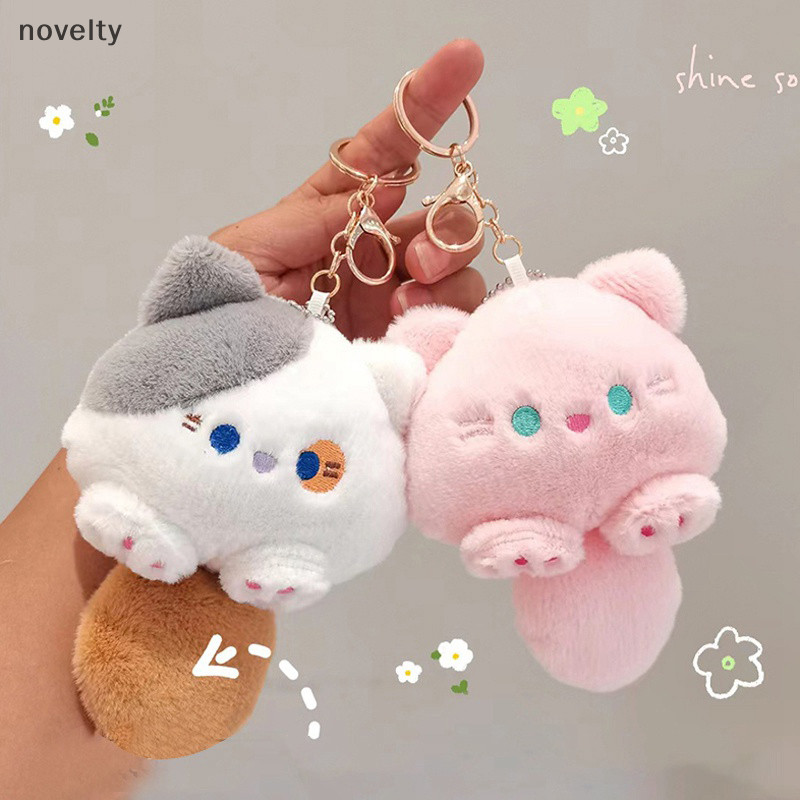 Nly แมวน่ารักตุ๊กตาพวงกุญแจการ์ตูน Big Tail Squeaking พวงกุญแจกระเป๋านักเรียนจี้ของขวัญน่ารักการ์ตูนตุ๊กตาแมวพวงกุญแจแมว N