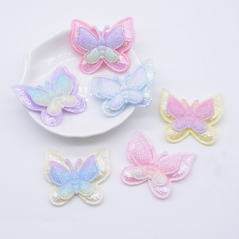 12 ชิ้น 40*35 มิลลิเมตร Glitter ผีเสื้อเบาะ Appliques สําหรับ DIY เสื้อผ้าหมวกรองเท้าเย็บแพทช์ Headwear คลิปผม Bow Decor