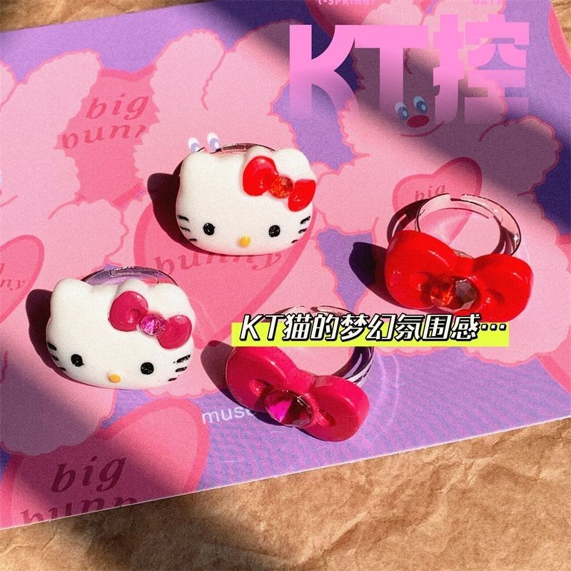 แหวน Hellokitty การ์ตูนน่ารักหวานแหวนปรับของขวัญวันเกิดหญิง SXQG