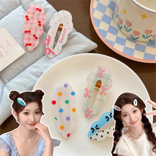 Polka Dot Bow Wave Cloud กิ๊บติดผมสาวหัวใจอเนกประสงค์ Duckbill คลิปคลิปด้านข้าง Hairpin เครื่องประดับผม