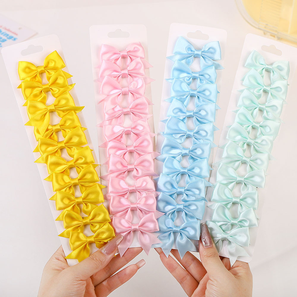10 ชิ้น/ล็อตริบบิ้น Cheer Bow กิ๊บติดผมสีทึบน่ารักโบว์เด็ก Hairpins ผม Bangs คลิปสําหรับสาวอุปกรณ์เสริมผม