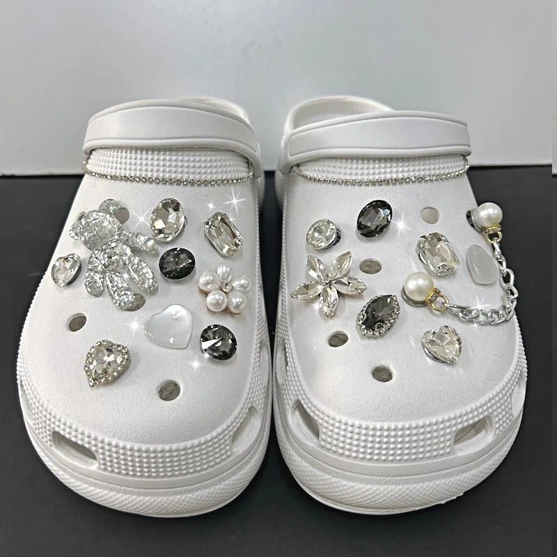 ฤดูร้อนรองเท้าเสน่ห์ปุ่มตกแต่งเพชร jibbits ทําเอง สําหรับอุดตันอุปกรณ์รองเท้าหัวเข็มขัดสําหรับผู้หญิงและเด็กผู้หญิง