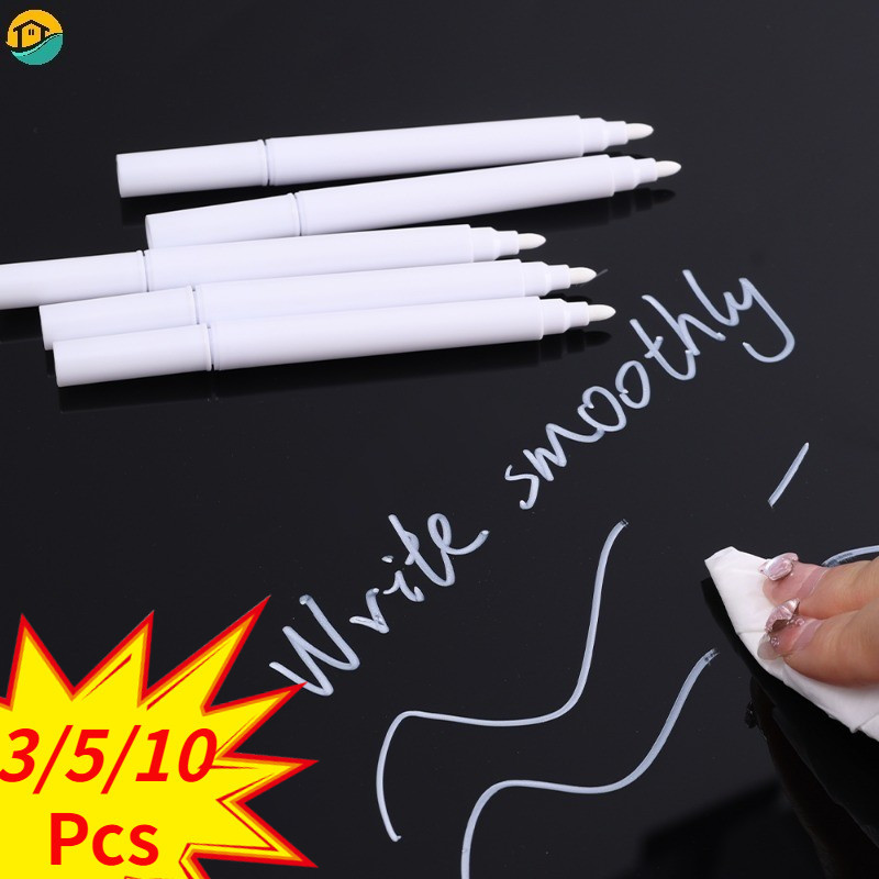 3/5/10 ชิ้นสิ่งแวดล้อม Erasable White Liquid Chalk Marker แก้ว Windows กระดานดําปากกานักเรียนเขียนวาดเครื่องเขียน