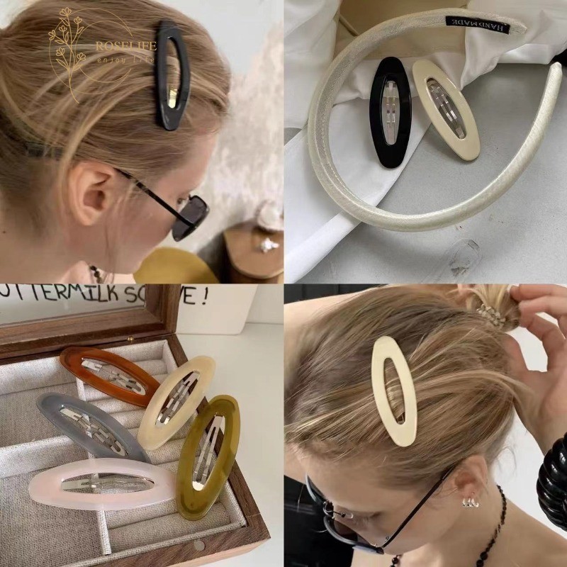 Roselife Minimalist เรซิ่นน่ารักสีลูกกวาดรูปไข่ผม Bang คลิป Barrettes สําหรับผู้หญิงสาวแฟชั่น Hairpins Clamps หวานทุกวันอุปกรณ์จัดแต่งทรงผม