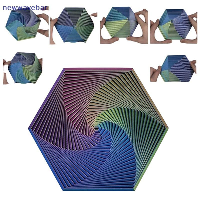 {}newwave} แหวน Fractal หกเหลี่ยม 1 ชิ้น ของเล่นเปลี่ยนเกลียว 3D-Printed Fractal Hexagon Stress Reli