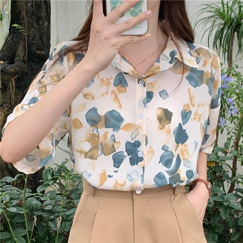 KOKO เสื้อแขนสั้นลายดอก ผู้หญิง ผ้าชีฟอง W223 thumbnail 5