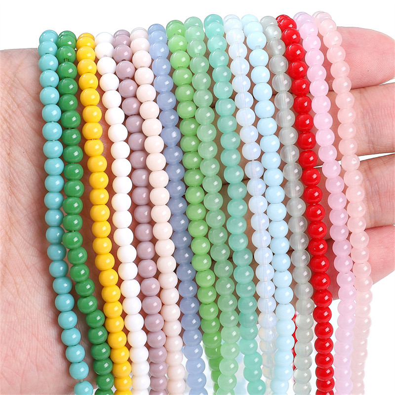 95ชิ้น/ถุง4มิลลิเมตรแก้วรอบลูกปัดสําหรับสร้อยข้อมือสร้อยคอเครื่องประดับทํางานฝีมือ ทําเอง
