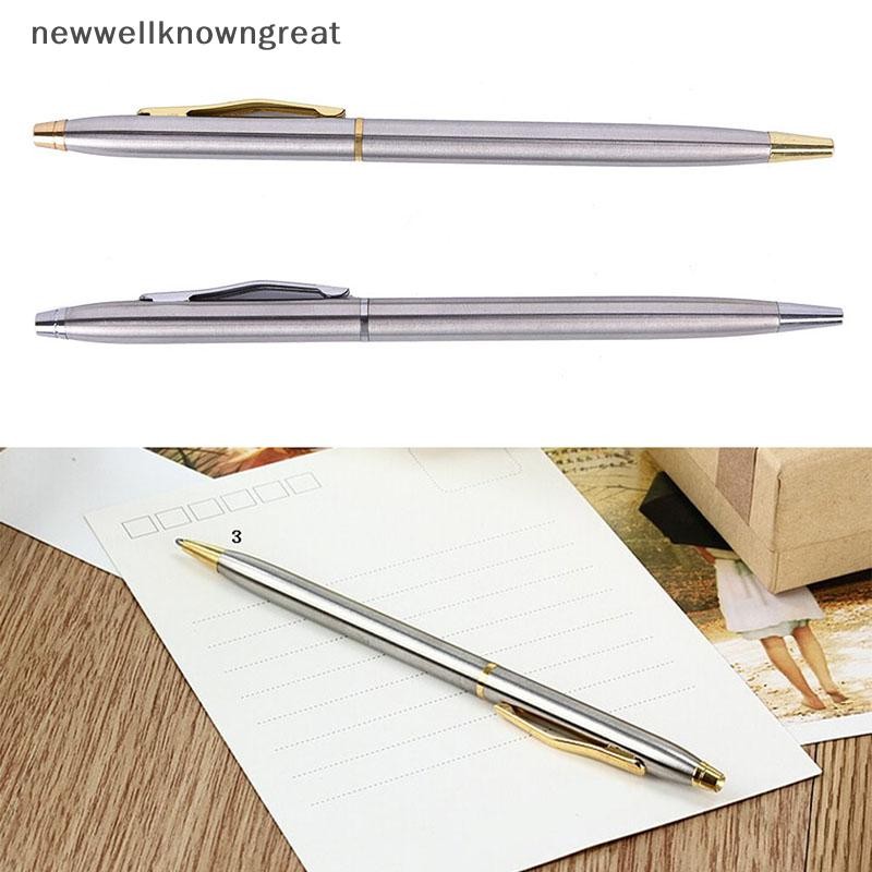 Newwellknowngreat 1 ชิ้นปากกาลูกลื่นโลหะเครื่องเขียนแท่งสแตนเลสปากกาหมุน Ballpen CAD