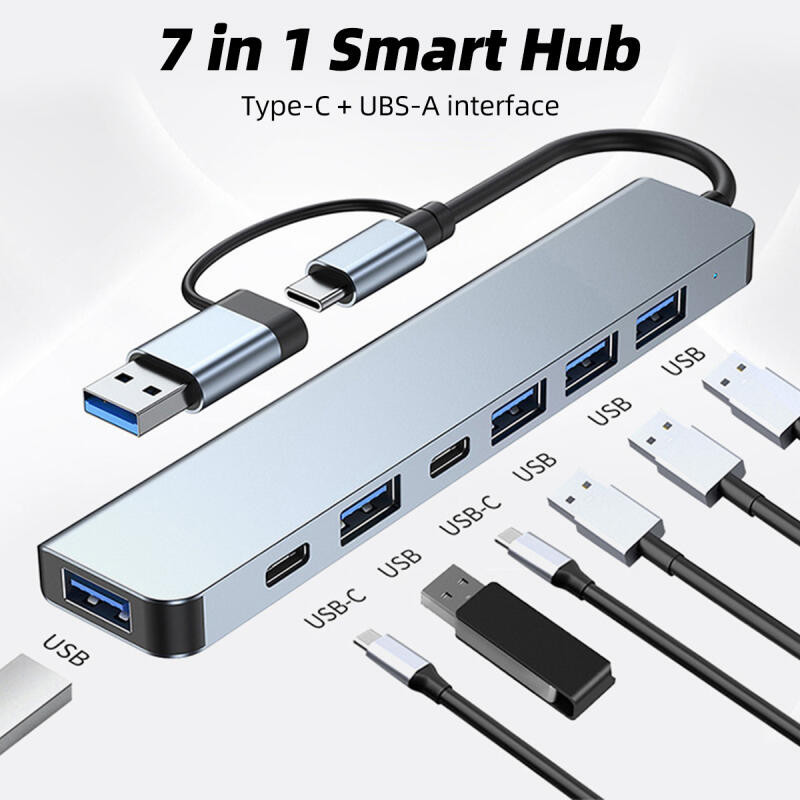 8 in 1 อะแดปเตอร์ฮับ USB+Type C HUB USB C เป็น USB 3.0 การ์ดรีดเดอร์ SD TF pd HUB 3.5 มม.สำหรับโทรศัพท์ม