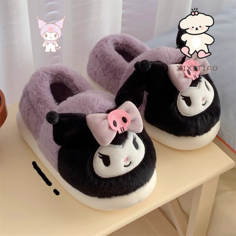 Xitiao Sanrio Hello Kitty รองเท้าแตะผ้าฝ้ายอุ่นตุ๊กตานักเรียนหญิงบ้านห้องนอนนุ่มสบายแต่เพียงผู้เดียว