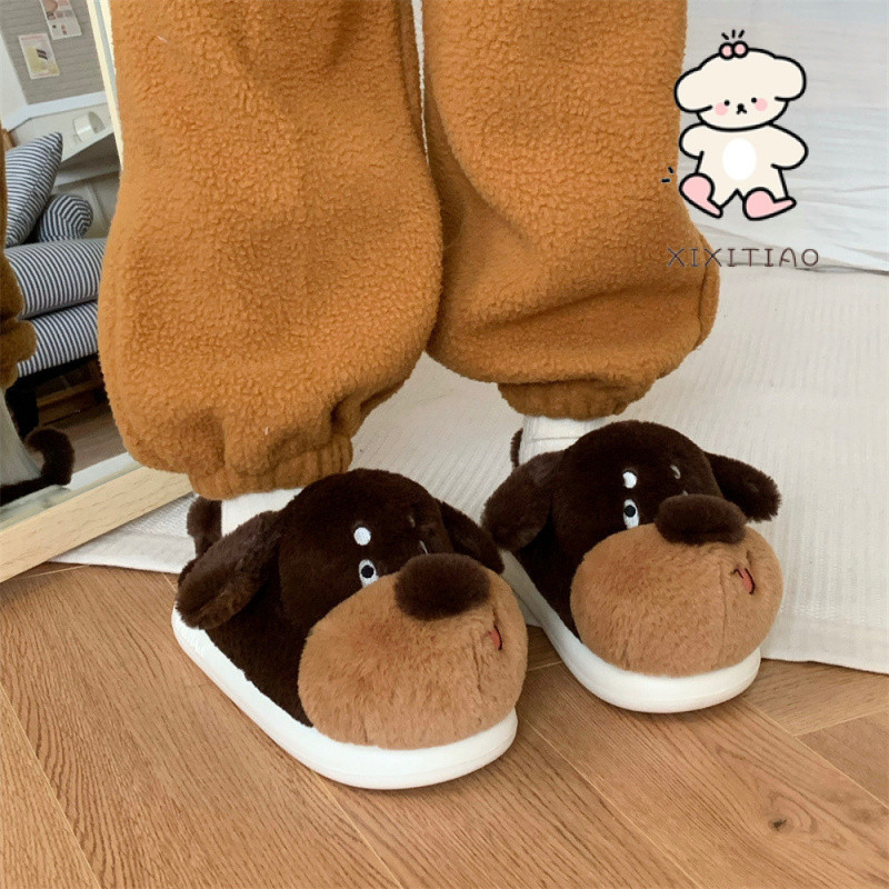 Xixtiao รองเท้าแตะผ้าฝ้ายสุนัขน่ารักชายหญิงสบาย Soft Sole Casual สนุกการ์ตูนบ้านห้องนอน Fun Furry