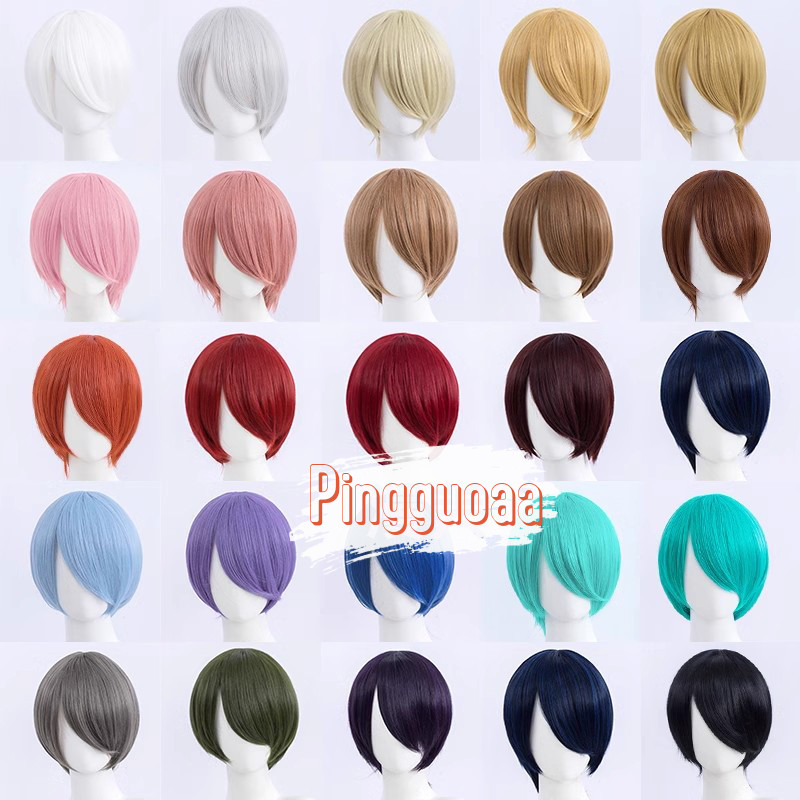 【Manmei】30cm Universal Short Wig Heat Resistant Synthetic Hair Cosplay Wigs