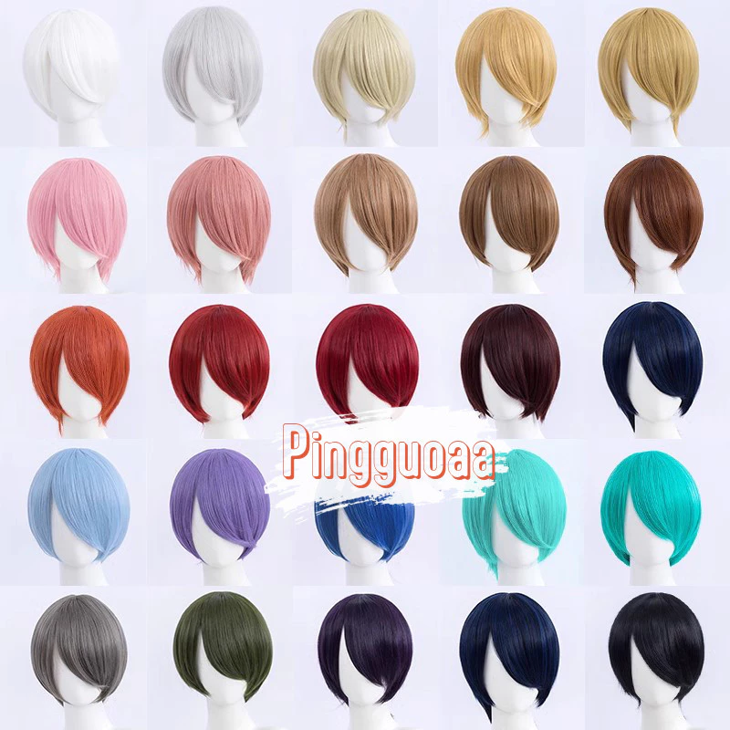 【Manmei】30cm Universal Short Wig Heat Resistant Synthetic Hair Cosplay Wigs