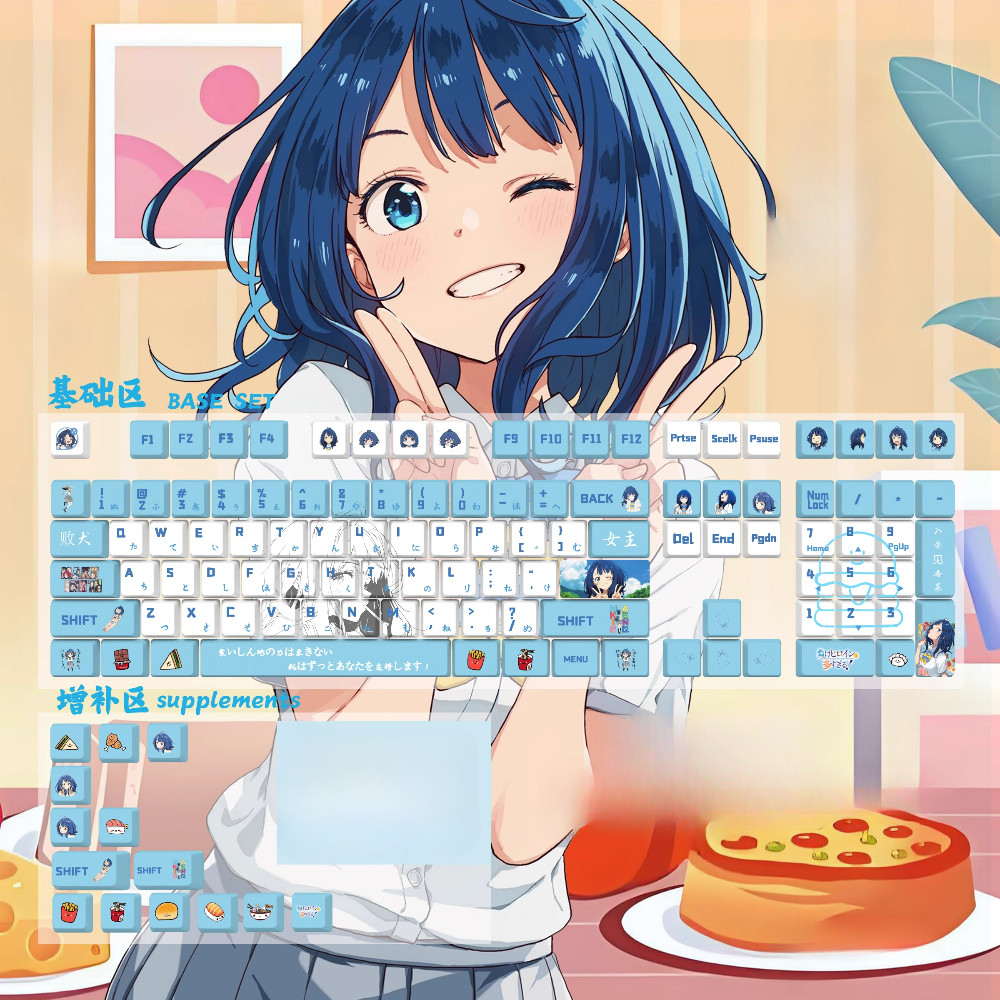 Yanami Anna Keycap Cherry Profile 108+ คีย์ PBT Dye Sublimation Mechanical Blue Keycaps ส่วนบุคคลน่ารักอะนิเมะญี่ปุ่นสาว Toooo หลาย Losing Heroines Keycap