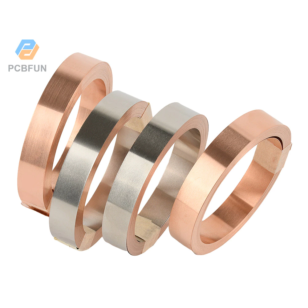 Pcbfun T2 แถบทองแดงบริสุทธิ์/แถบทองแดงชุบนิกเกิล 5M สําหรับ 18650 26650 21700 Li-ion แบตเตอรี่ Pack Spot แถบเชื่อม 0.15 มม./0.2 มม.ทองแดง