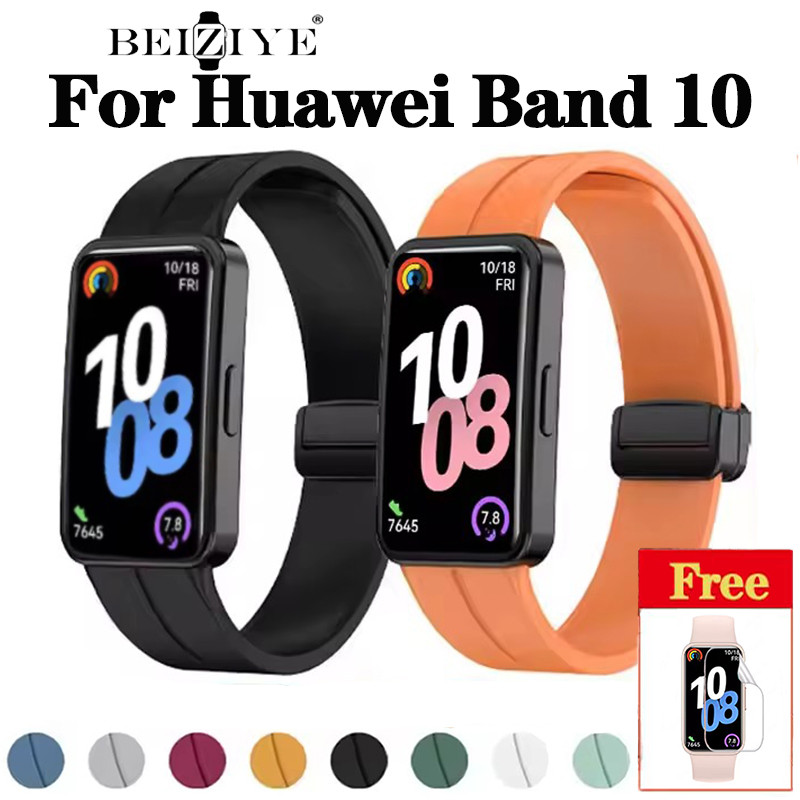 For Huawei Band 10 สมาร์ทวอท์ชแม่เหล็กหัวเข็มขัดสําหรับ For Huawei Band 10 สายรัดข้อมือกีฬาสร้อยข้อมือซิลิโคน Watchband