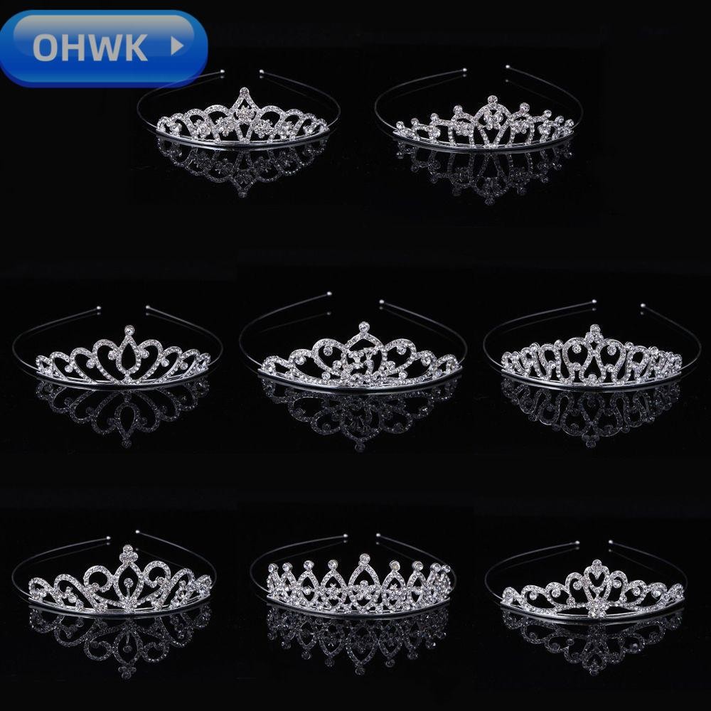Ohwk คริสตัลงานแต่งงาน Tiaras Prom Party สําหรับผู้หญิง Royal Rhinestone