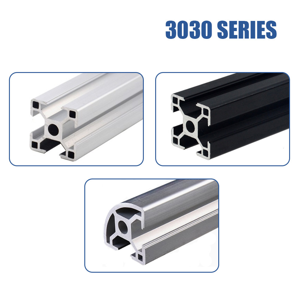 3030 อลูมิเนียมโปรไฟล์การอัดขึ้นรูปอโนไดซ์เงิน/สีดำ มาตรฐานยุโรป รางเชิงเส้น ยาว 200mm-1400mm 3030R อลูมิเนียมอัดขึ้นรูป กรอบ DIY