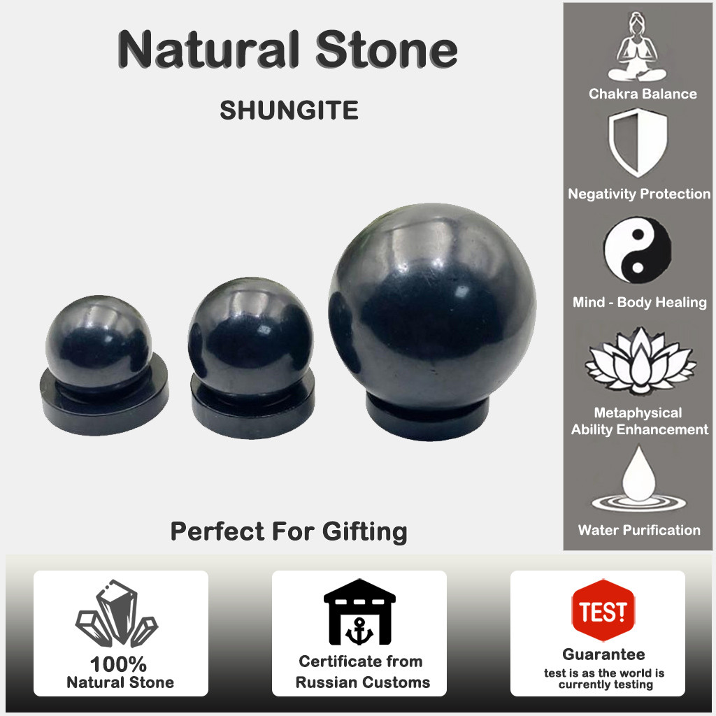 รัสเซีย Shungite Big Ball บ้าน/เครื่องประดับตกแต่งสํานักงาน: 5G EMF-การป้องกัน,พลังงานสูง,ของขวัญอัญมณี