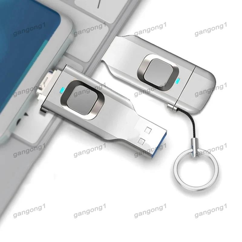 [gangong1]Fingerprint แฟลชไดรฟ์โลหะ OTG Pendrive USB3.0 ประเภท C สําหรับแล็ปท็อปโทรศัพท์ล็อค Thumbdrive Jump USB Disk
