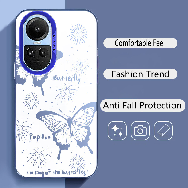 สําหรับoppo Reno10 5G- Oppo Reno 10 Pro 5G, Fireworksผีเสื้อ,คุณภาพสูงMatte anti Dropเคสโทรศัพท์IMD