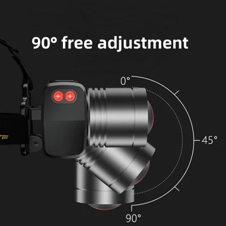 3 โหมด นํา สว่างเป็นพิเศษ ปรับได้ 90 ° ไฟหน้าซูม จอแสดงผลดิจิตอล สวิตช์เซ็นเซอร์อัจฉริยะ โคมไฟตั้งแคมป์กลางแจ้ง โคมไฟหัวตกปลาและเดินป่า
